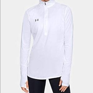 Under Armour White Quarter/ 1/2 Zip - Medium, Running, Thumb Hole, Lightweight